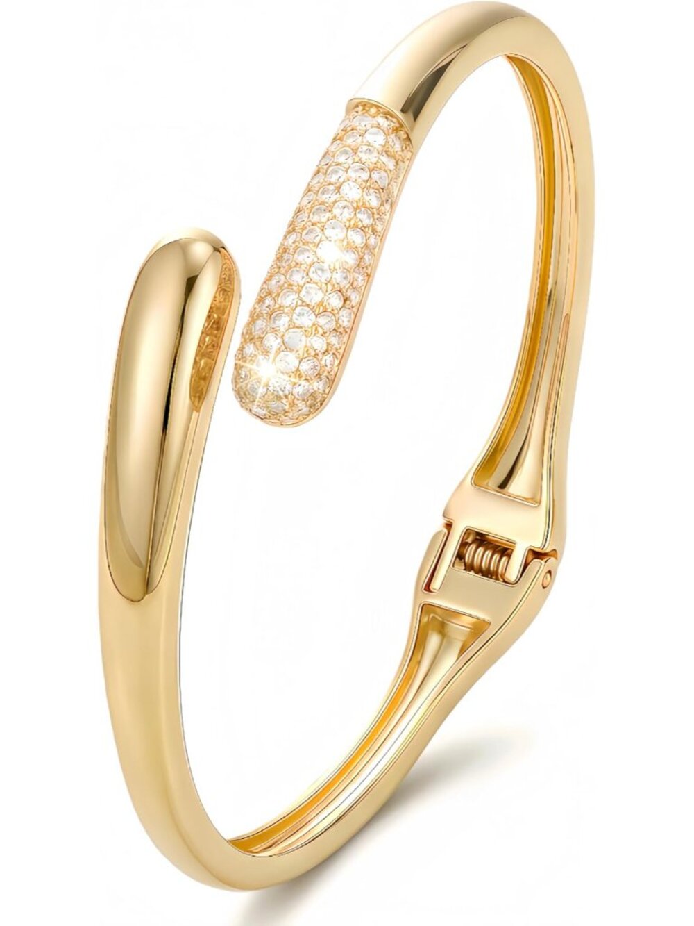 Hinged Gold Bangle Bracelet - Elegant and Lightweight Design for Women